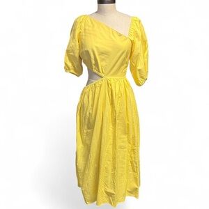 100% linen yellow maxi dress